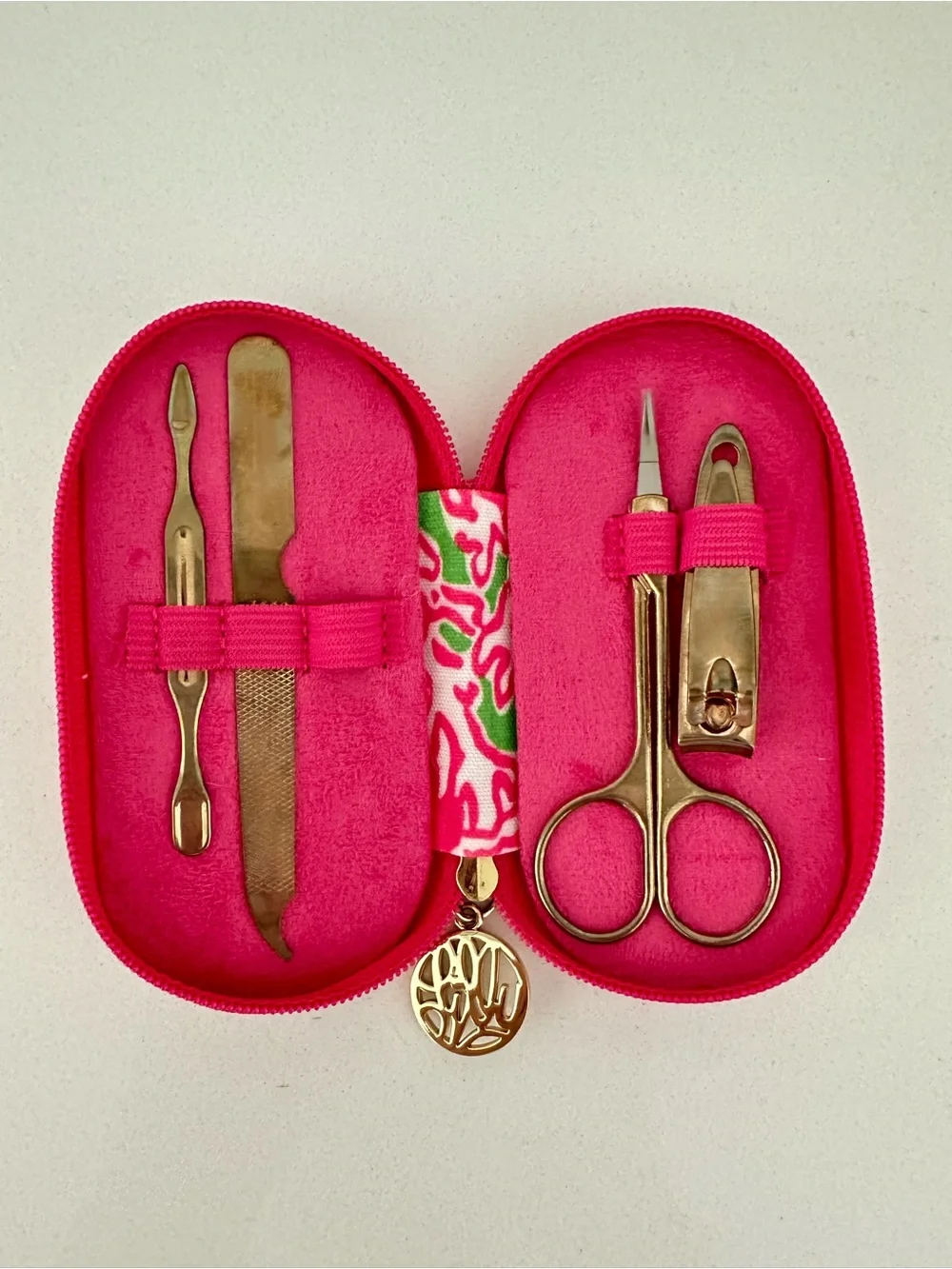 Lilly Pulitzer Fabric Zip Case Manicure Pedicure Travel Set Tool Kit
